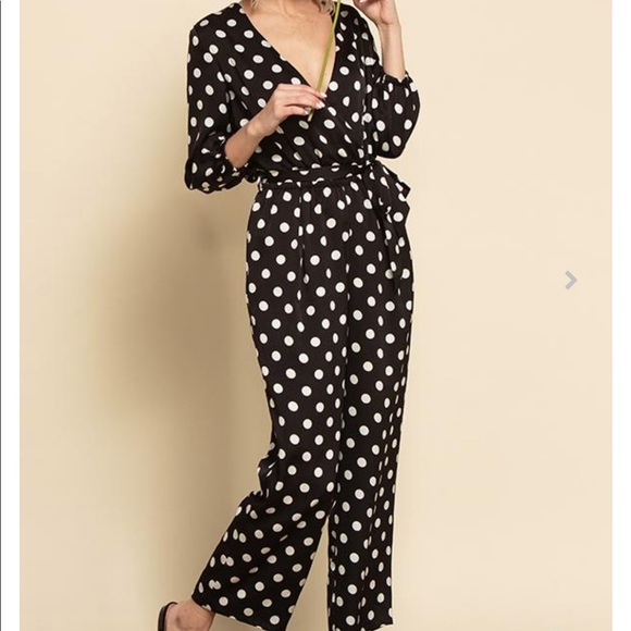 Lucca Couture Pants - Lucca Couture Amiyah Polkadot Jumpsuit size XS
